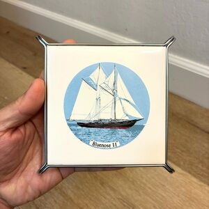 Vintage Bluenose II Ceramic Trivet Tile H&R Johnson England Nautical